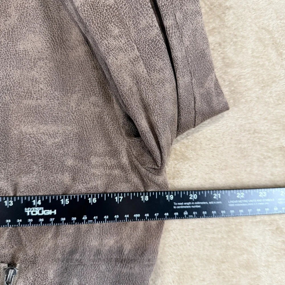 Miilla Womens Faux Suede Leather Brown Moto Jacket Size S Cropped Neutral Boho - Picture 7 of 11